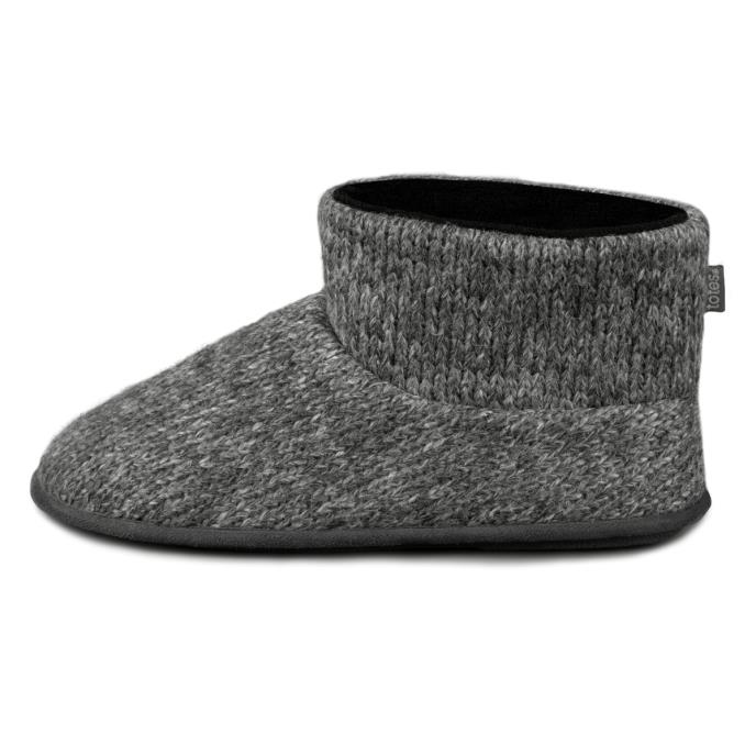 totes toasties® Mens Knitted Short Boot Slipper Grey Extra Image 4